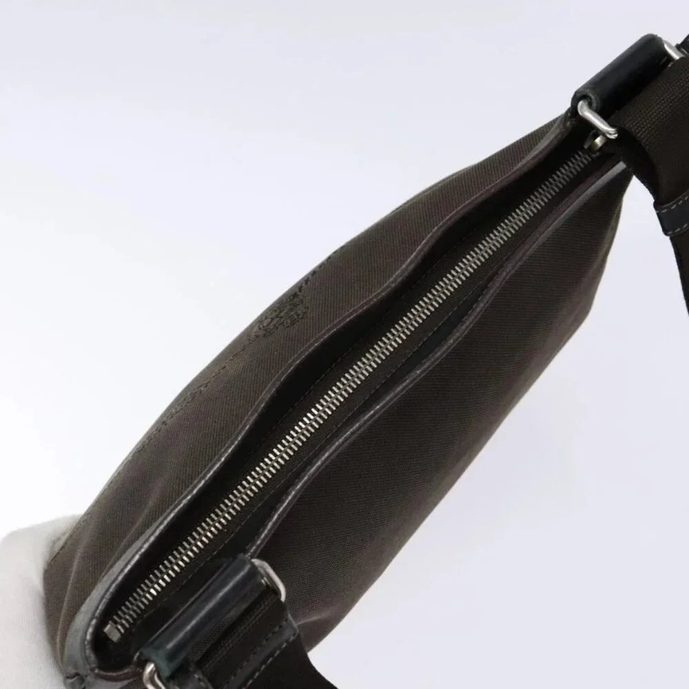 PRADA Shoulder Bag Canvas Leather Brown Silver Auth - Picture 7 of 16